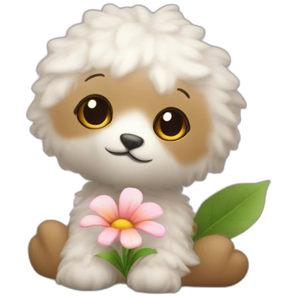 Doudou avec une fleur devant emoji