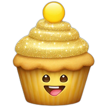 Happy golden sparkly cupcake emoji