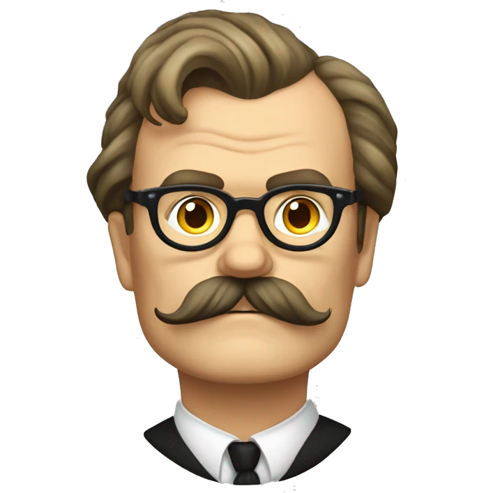 friedrich nietzsche, big mustache, round glasses. emoji