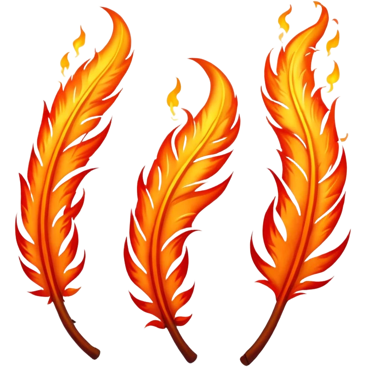 3 Phoenix feathers that are the same size on fire emoji