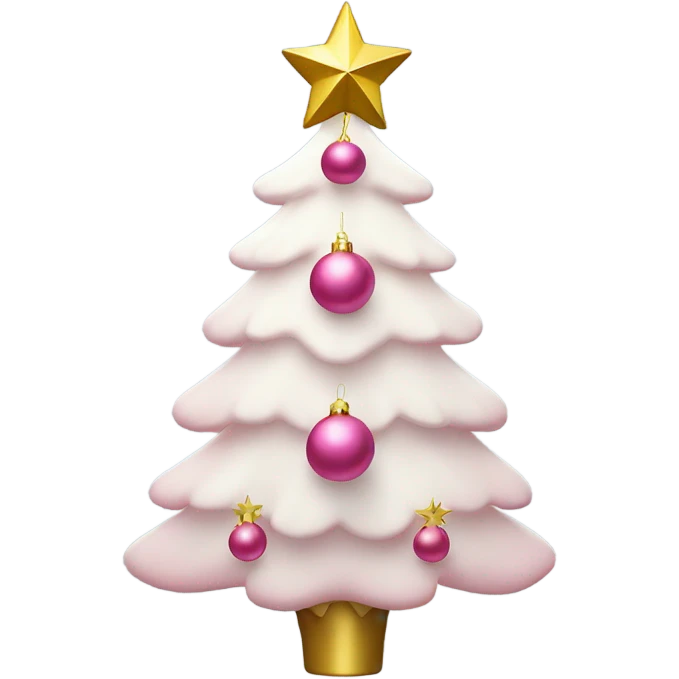 White Christmas tree with pink ornaments and a golden star  emoji
