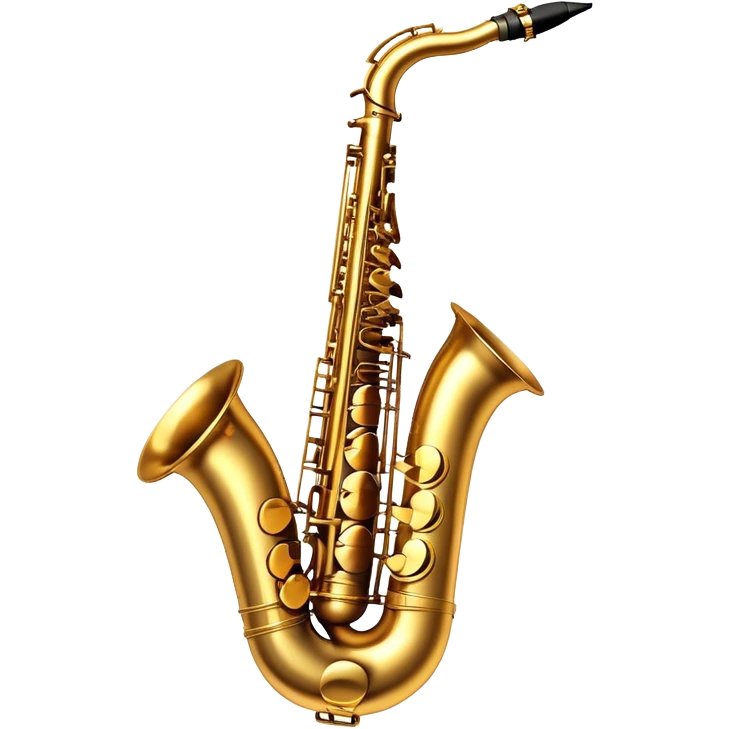 Cinematic Realistic Saxophone, smooth, curving golden brass body, intricate keywork reflecting soft warm light, rich patina adding character, glowing with a jazzy and atmospheric presence. emoji