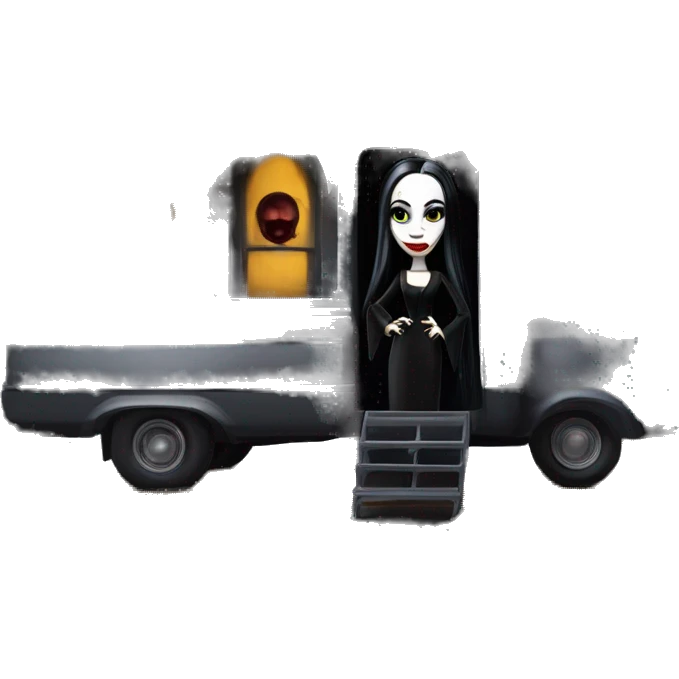 Reality morticia Addams haunted Queen Anne dream house on food truck  emoji