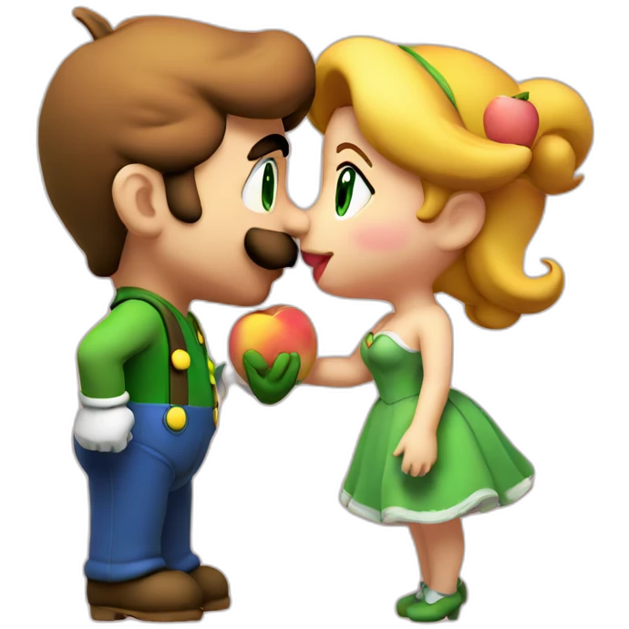 Luigi Kissing Peach emoji