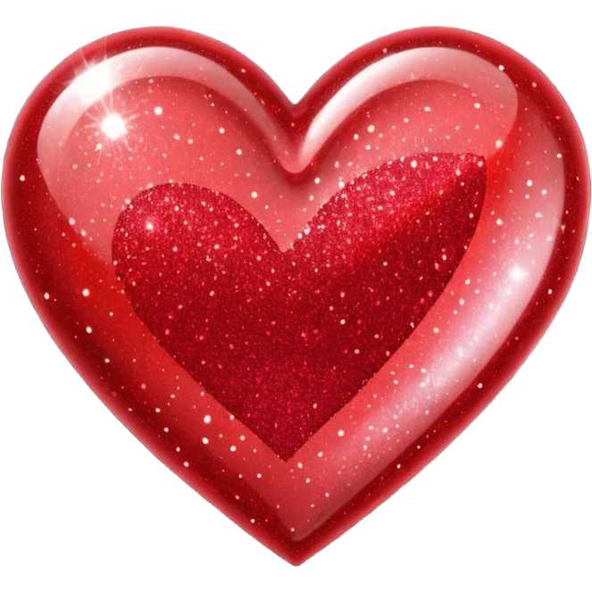 red glitter heart  emoji