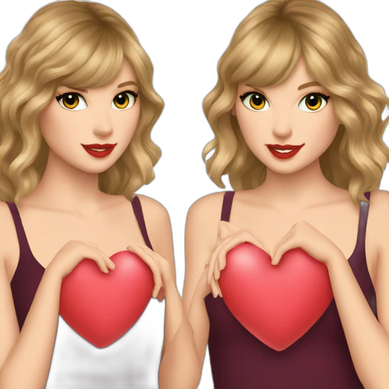Taylor Swift doing a heart whit her hand emoji