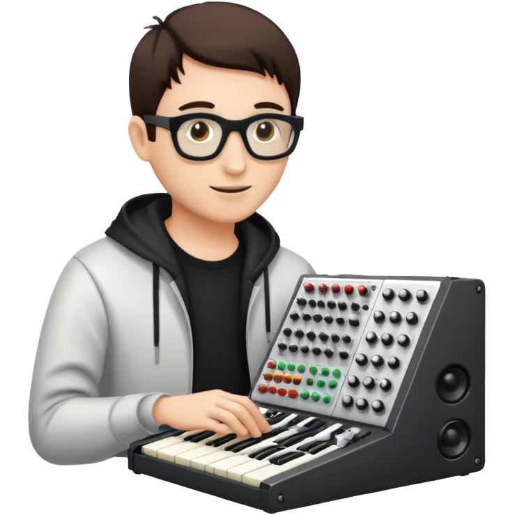 Music producer playing modular synth emoji