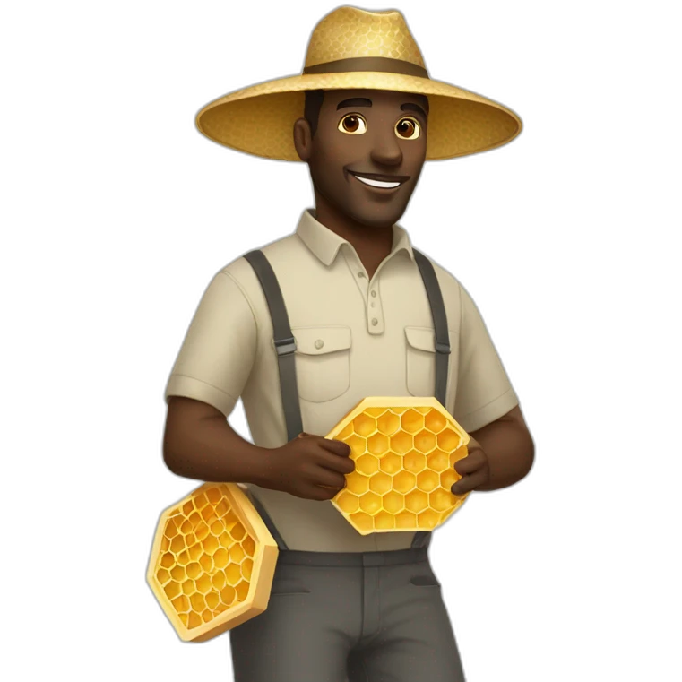 Tall black man beekeeper with honeycomb full body emoji