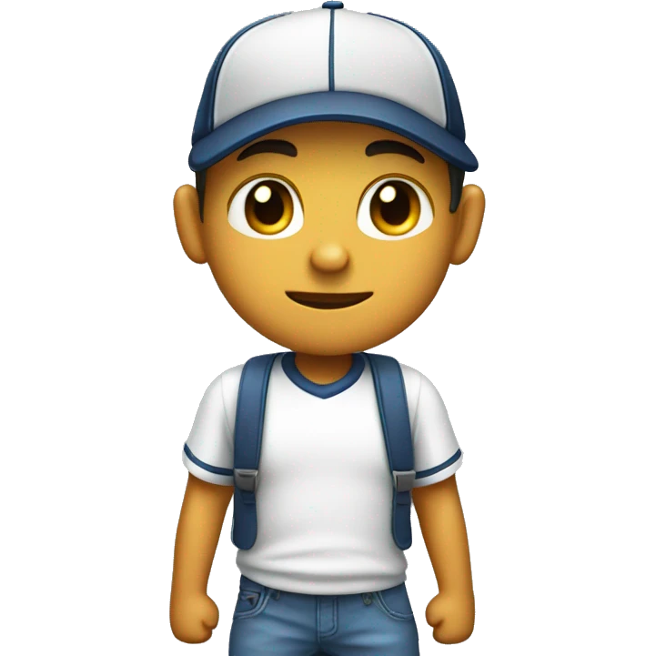 boy in baseball cap with thumbs down emoji
