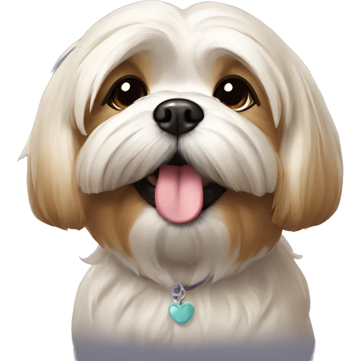Lhasa apso dog giving flying kiss emoji