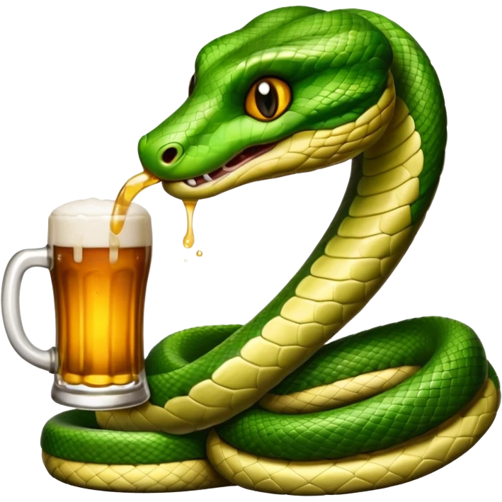 Snake drinking beer emoji