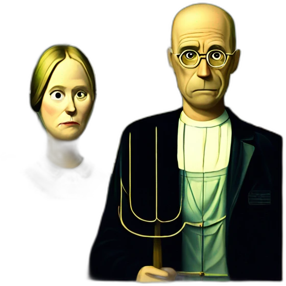 American Gothic by wood emoji