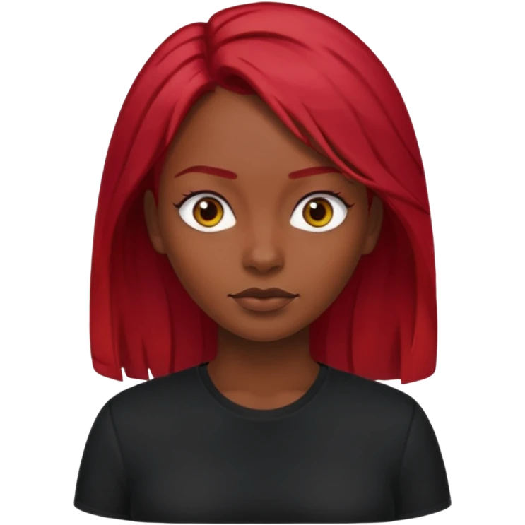 🙎🏾‍♀️ black shirt red hair  emoji