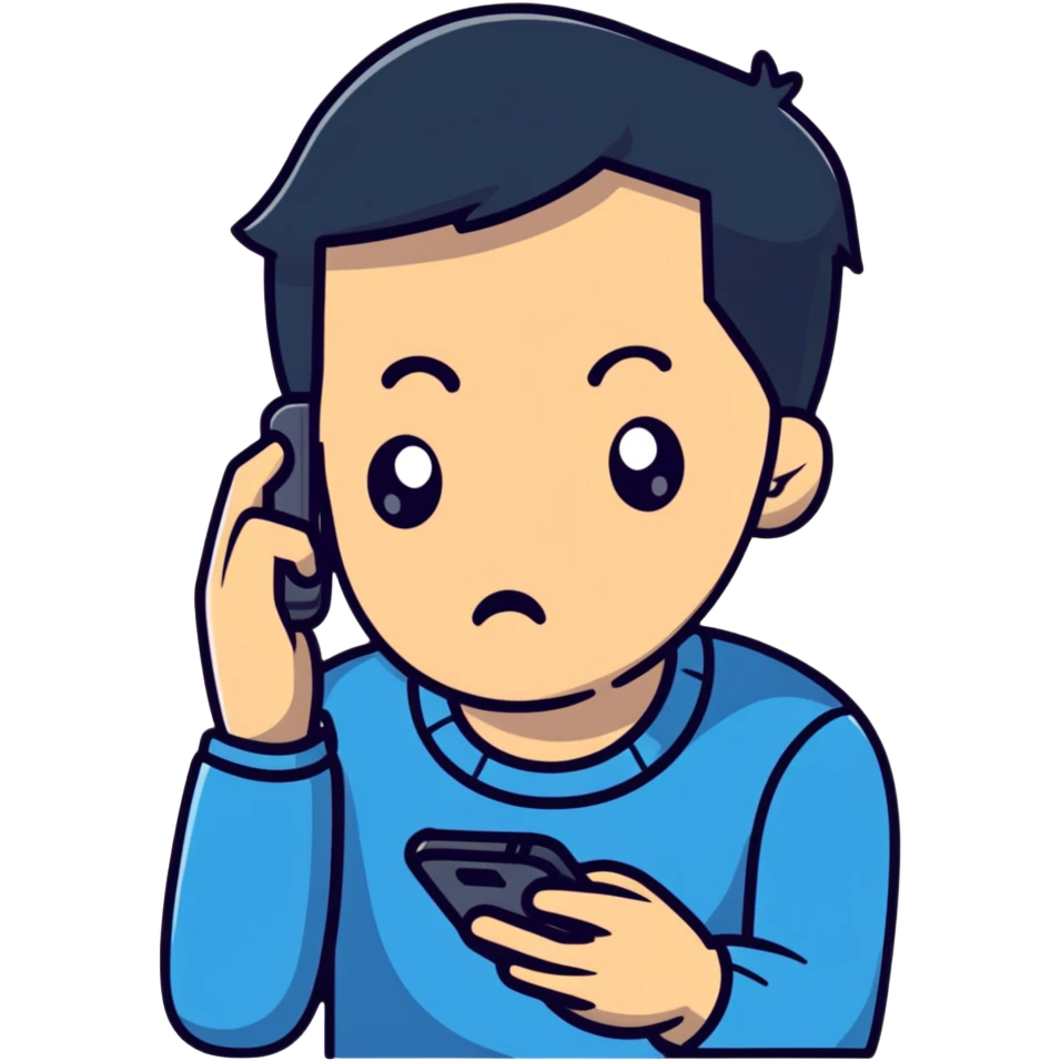 embarrassed man looking at mobile phone emoji