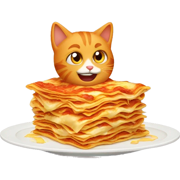 Orange cat eating lasagna  emoji