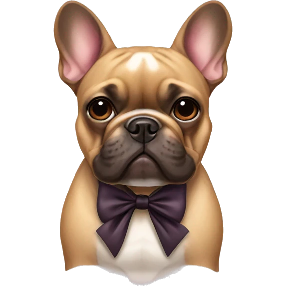 a french bulldog wearing a bow  emoji