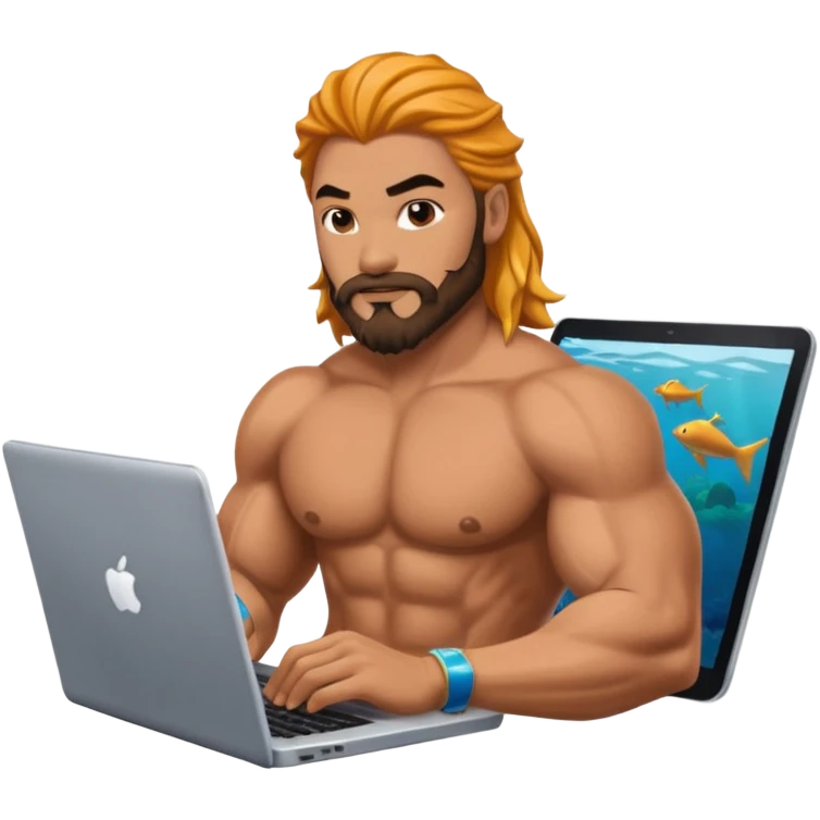 Aquaman with laptop emoji