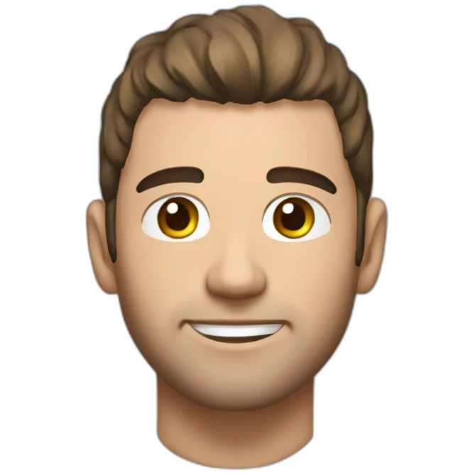 Guy with tatoo on his head and on his had that si mitsubishy and Gót brown Hair and he is white emoji