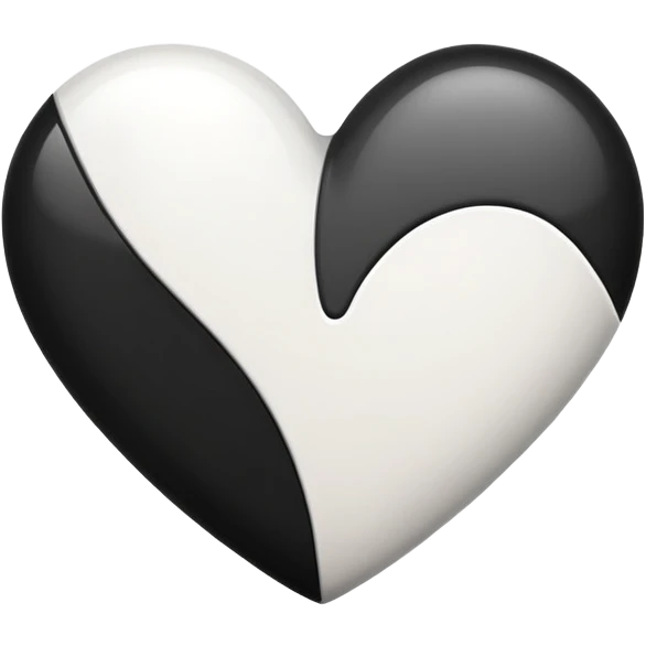 A heart that is half black and half white emoji