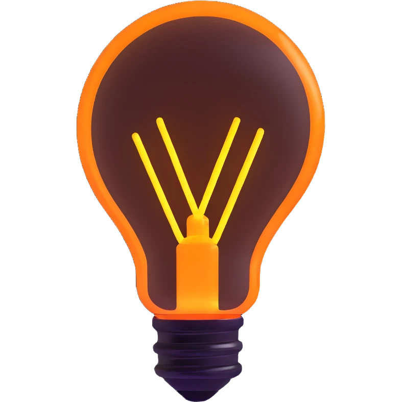 neon lightbulb, glowing blue and pink, soft glossy highlight, modern minimal shape emoji