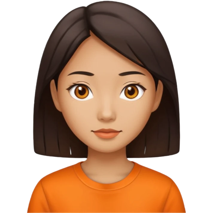 Asian woman with orange shirt emoji