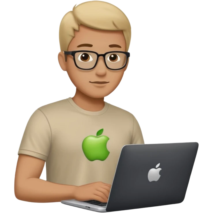 apple style guy working on laptop emoji
