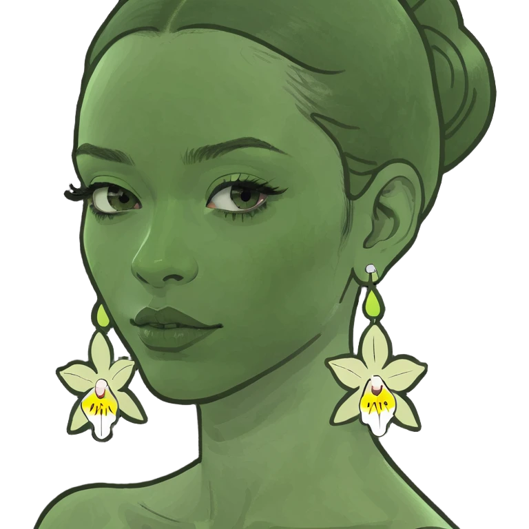Girl with orquíds earrings  emoji
