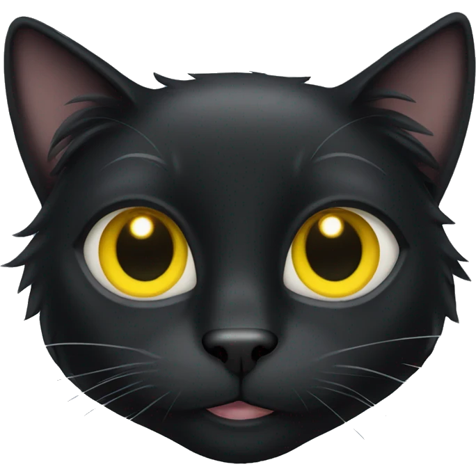 Long hair black cat with yellow eyes emoji