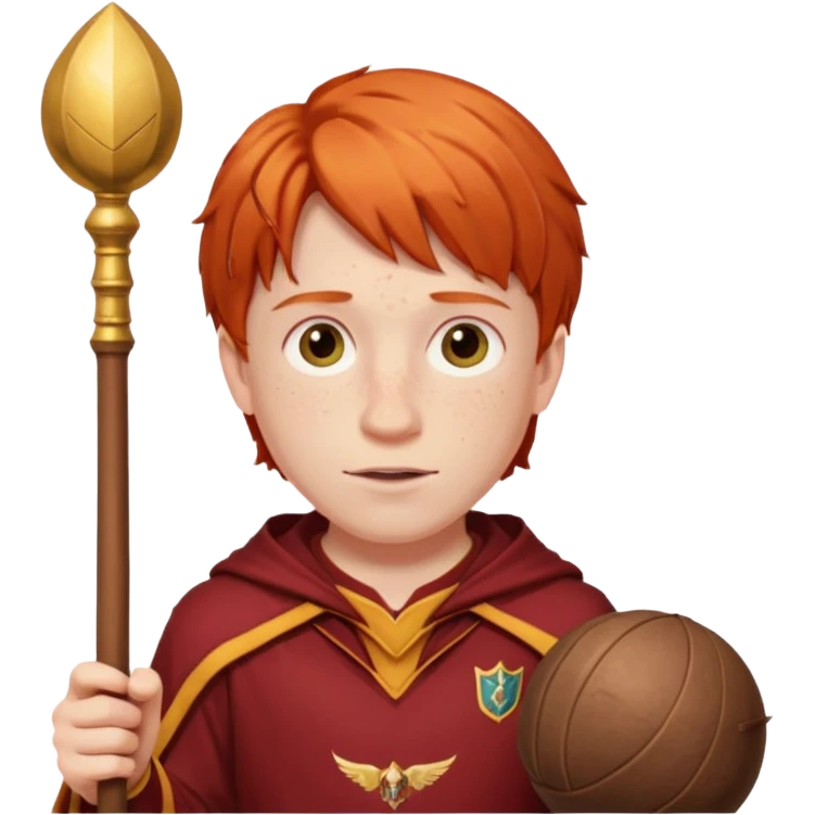 ron weasley with Quidditch Clothes holds a Quaffle  emoji