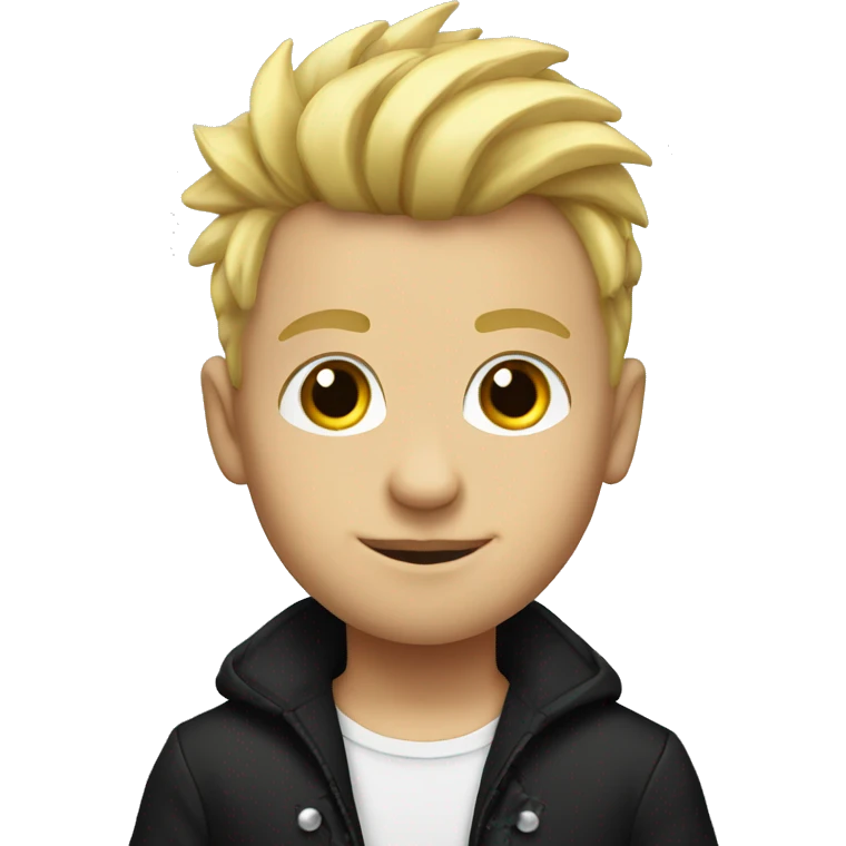 boy,Blonde Mohawk Hair, elegant and colorful dressed in black emoji
