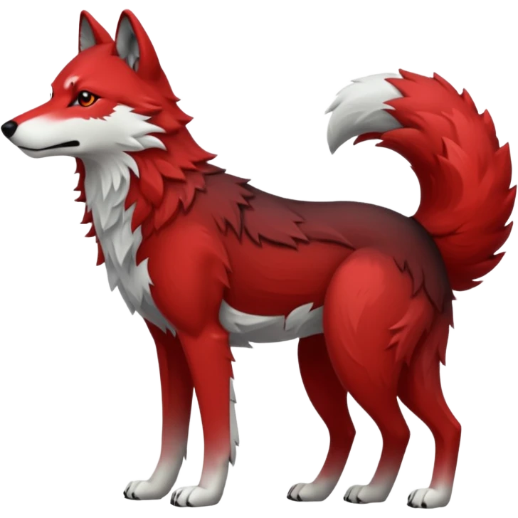 Full body red and black wolf with white accents  emoji