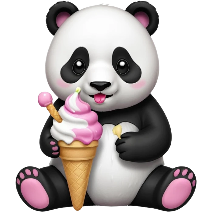 Panda eating ice cream emoji