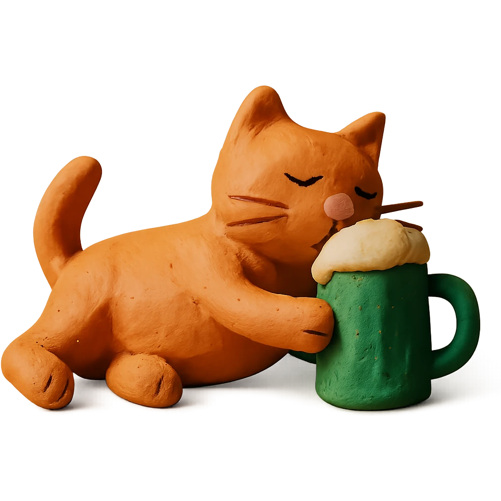 кот лежит и пьет пиво emoji
