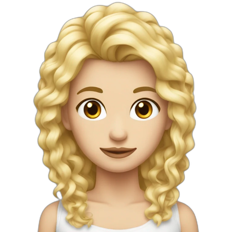 Rubia con pelo un poco ondulado y largo sin flequillo y con ojos azules  emoji