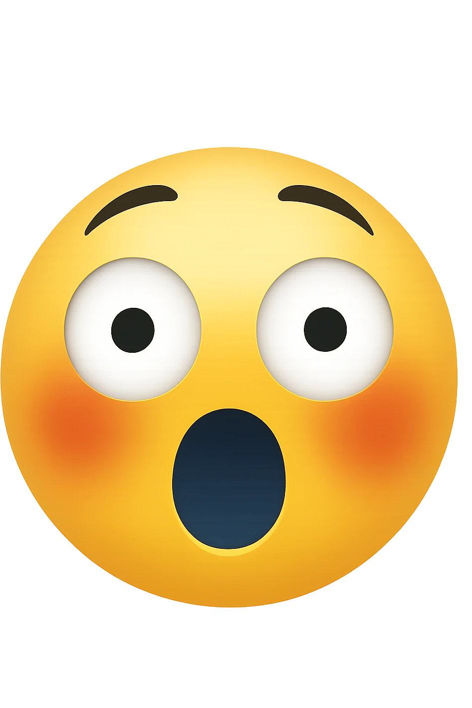 Create a shocked emoji in classic apple emoji style with no background, variant 5. The emoji should express surprise with wide eyes and open mouth, consistent with the classic emoji look. emoji