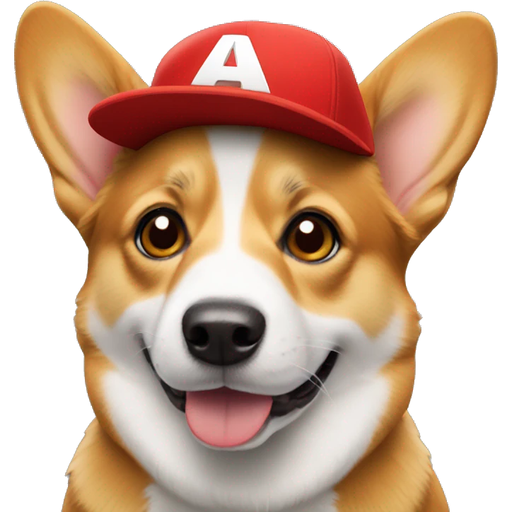 a corgi dog using red cap emoji
