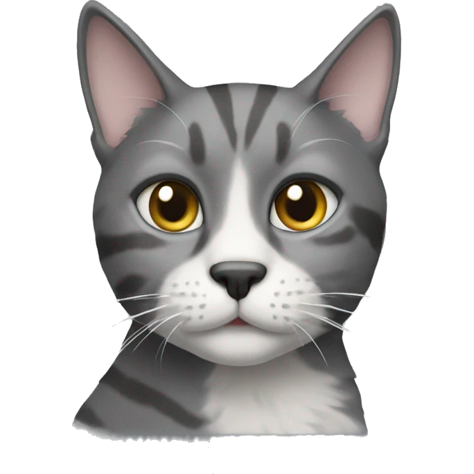 Cat with grey fur and white markings on the face emoji