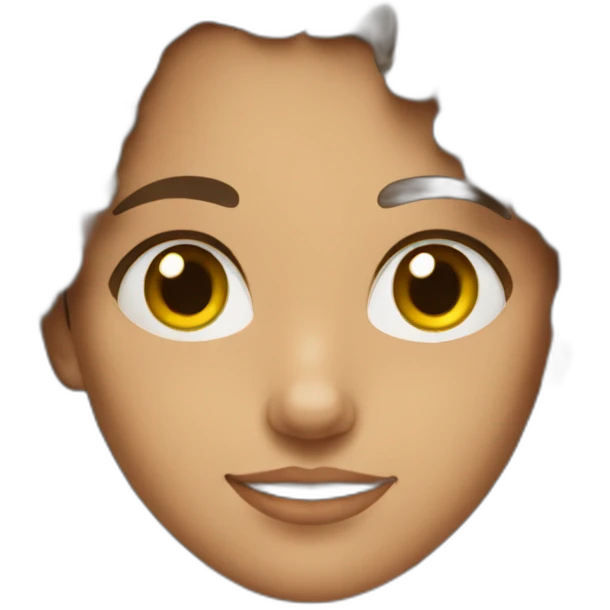 Young brunette with short hair and curly emoji