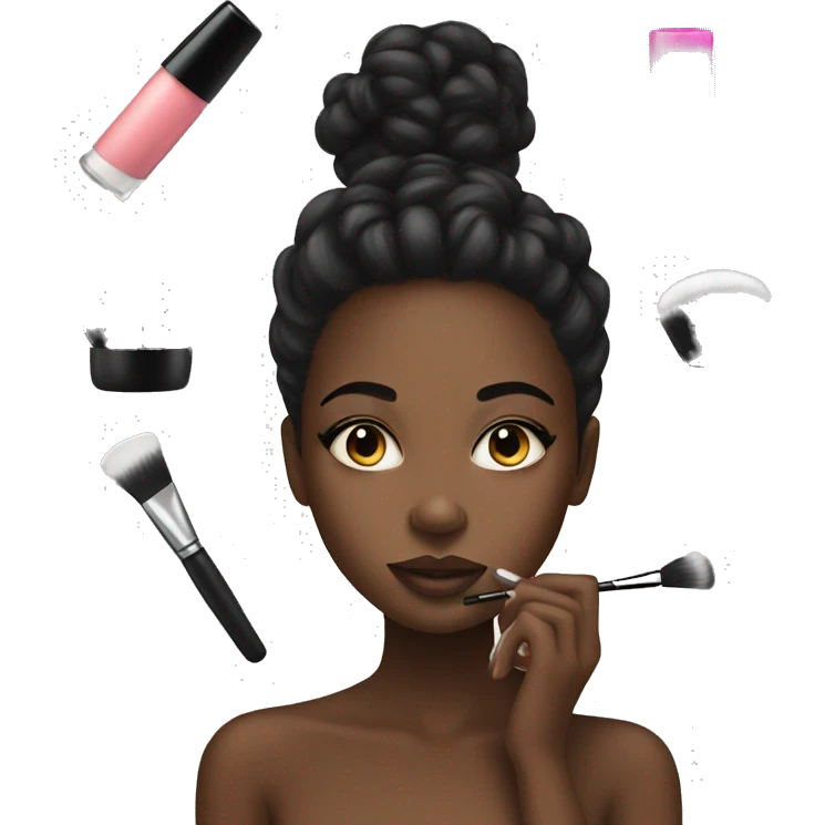 Black girl doing makeup  emoji