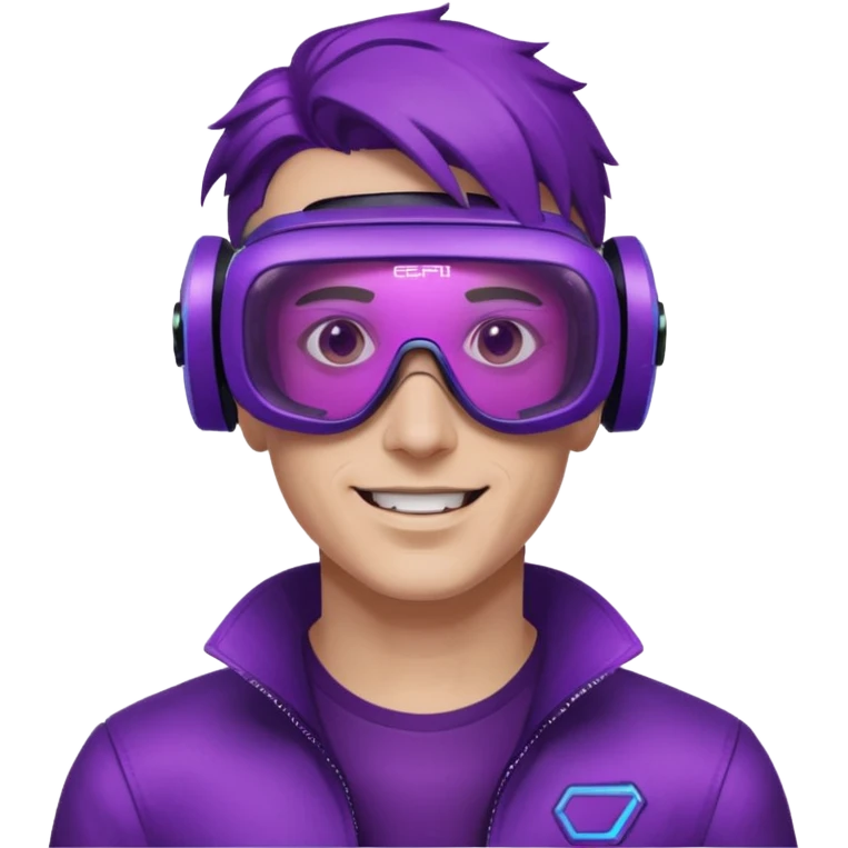 Cyberpunk man fappy head 3d puruple cyber VR -glasses emoji