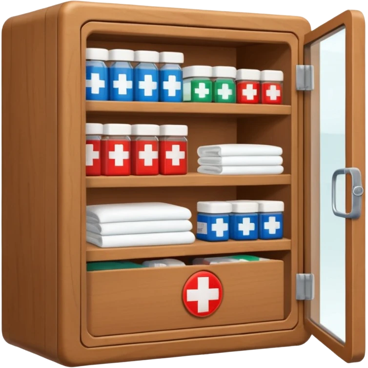 brown first aid cabinet front glass emoji