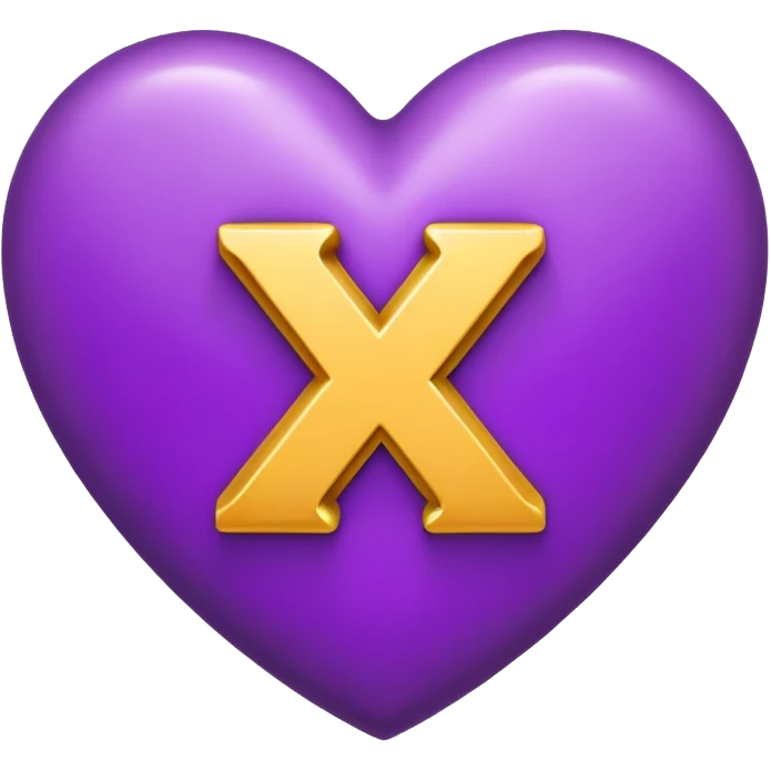 The white Letter “x” inside a Purple Heart emoji