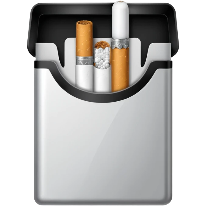 Minimalistic cigarette pack emoji, metallic black and white emoji