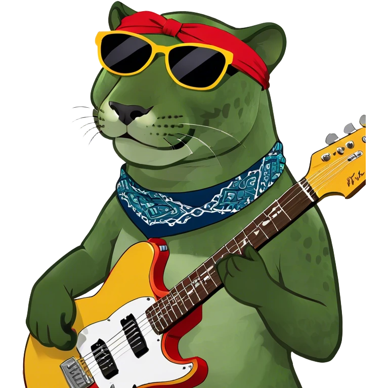 Jaguar with a electric guitar  emoji