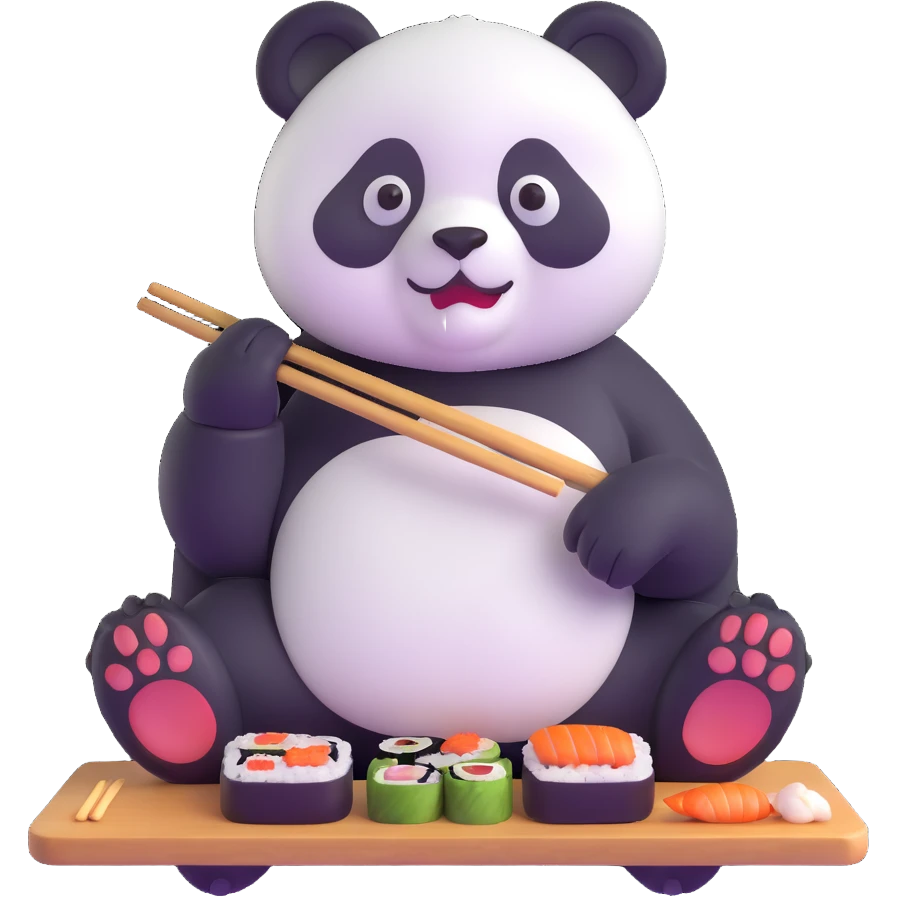 panda eating sushi emoji