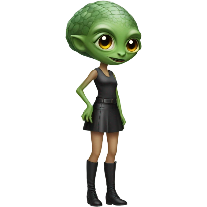 reptilian alien woman in Black leather mini skirt emoji