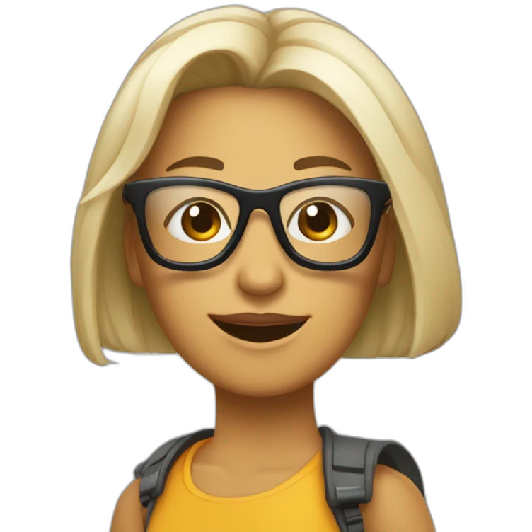 Angie con gafas y escoba emoji