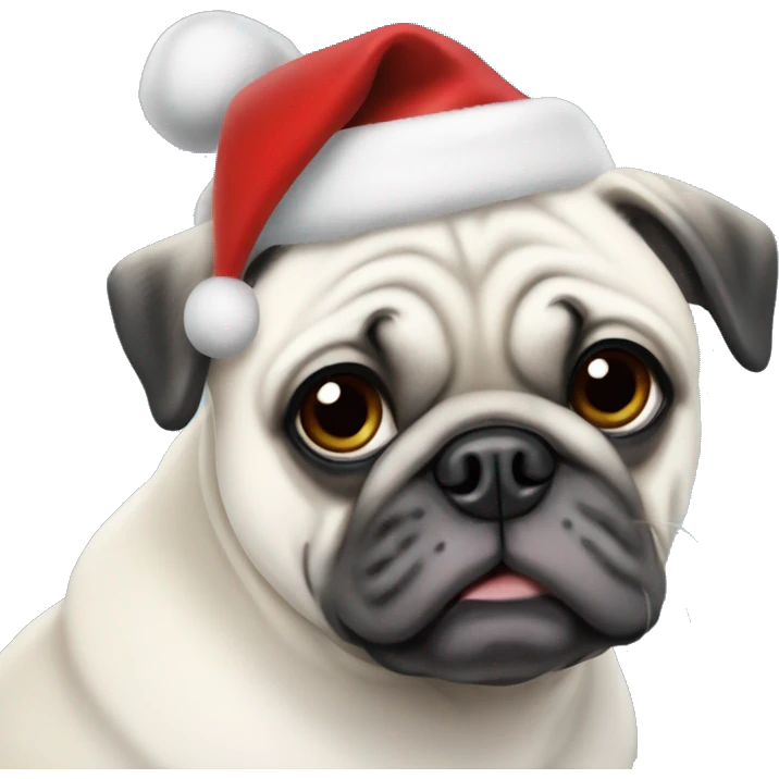 White pug Christmas  emoji