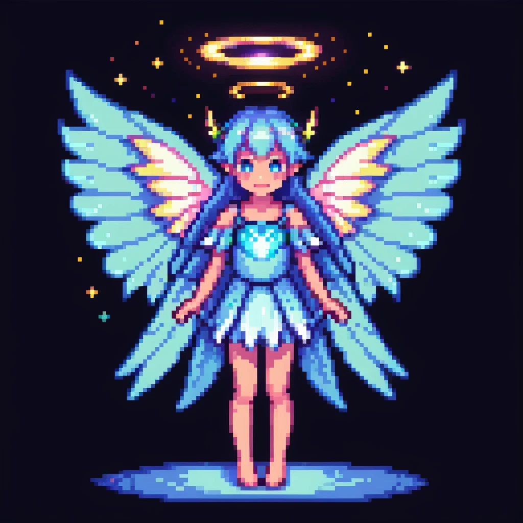 fairy with wings, night scene, glowing magical aura emoji