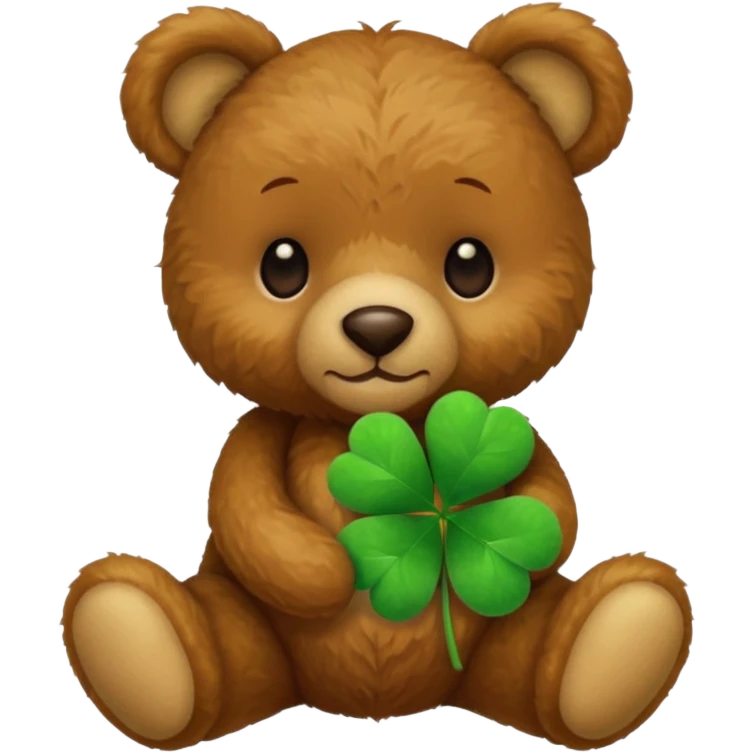 Teddy with four-leaf clover emoji